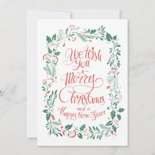 Tarjeta de Navidad floral dibujada a mano   Tarjet