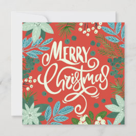 Tarjeta de Navidad floral roja con foto