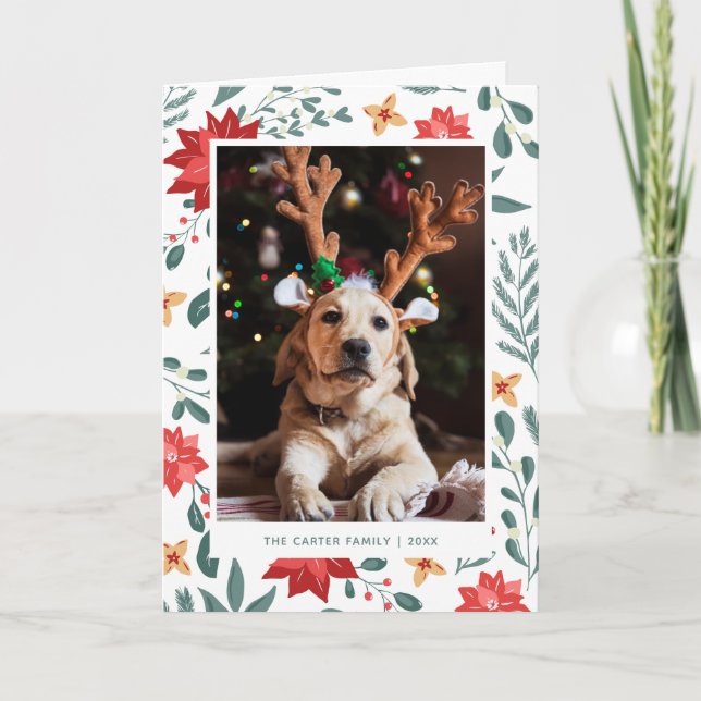 Tarjeta de Navidad Floral | Tarjeta de Foto Navide (Anverso)