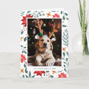 Tarjeta de Navidad Floral Tarjeta de Foto Navide