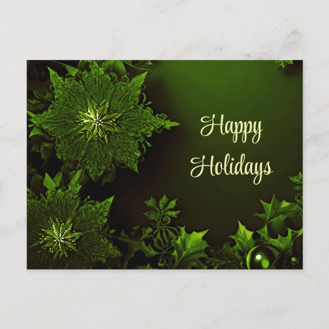 Tarjeta de Navidad Floral Verde Navideña (Anverso)