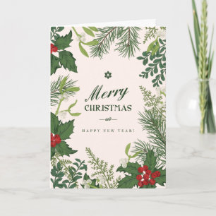 Tarjeta de Navidad Floral Vintage Tarjeta de Fot