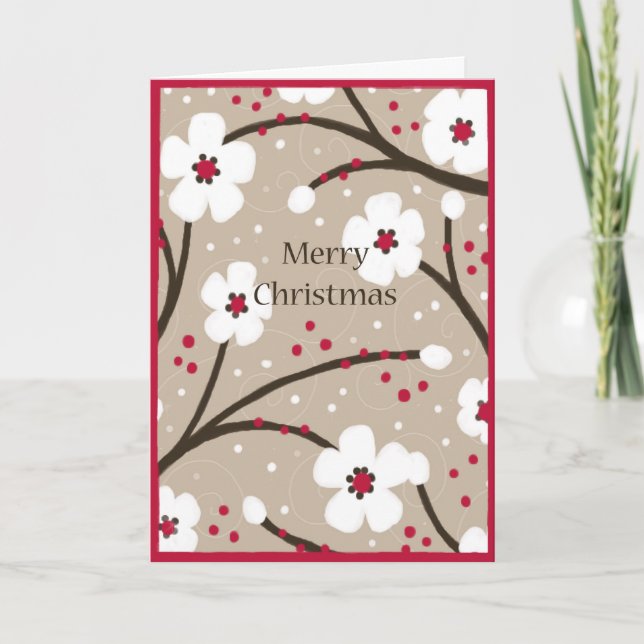 Tarjeta de navidad - Flores y bayas (Anverso)