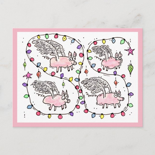 Tarjeta de Navidad "Flying Future Bacon" (Anverso)