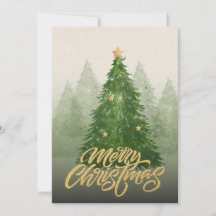 Tarjeta de Navidad Forestal Acuarela Feliz Navidad