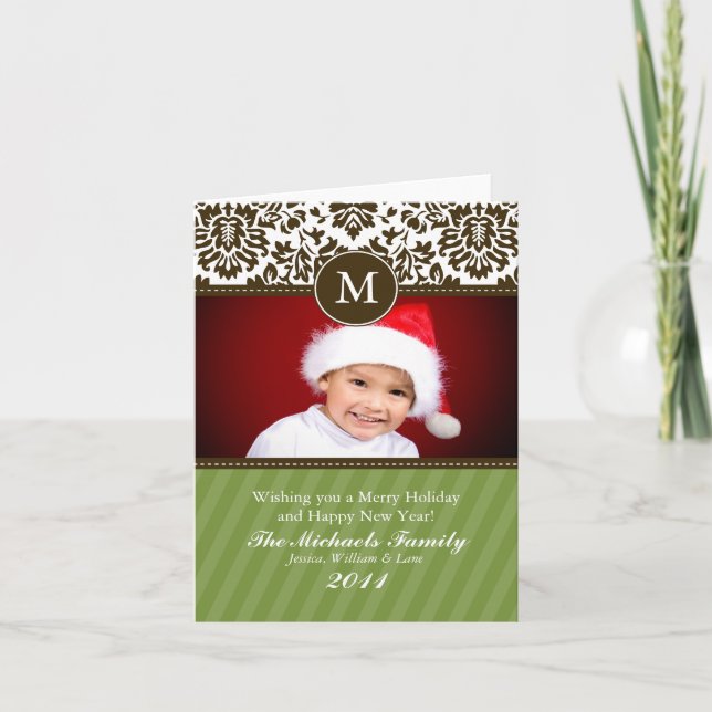 Tarjeta de Navidad formal del monograma (Anverso)
