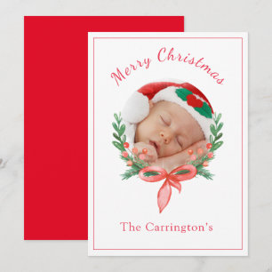 Tarjeta de Navidad Foto Corona de Pino Tarjeta de