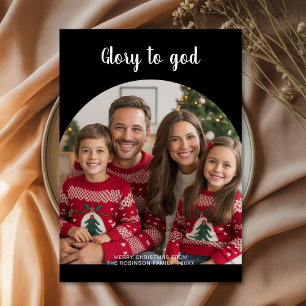 Tarjeta de Navidad foto familiar Gloria a Dios