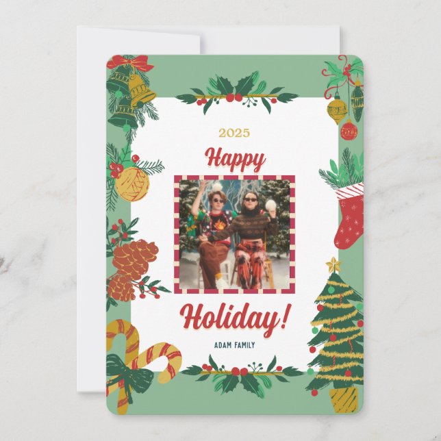 Tarjeta de Navidad Foto Festiva (Anverso)