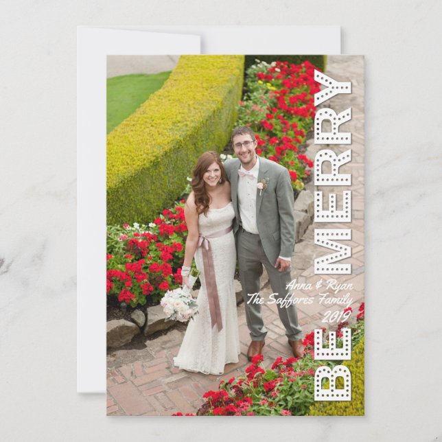 Tarjeta de Navidad Foto Fiesta Navideña Roja (Anverso)