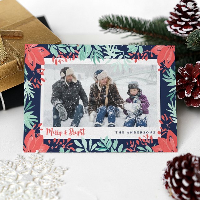 Tarjeta de Navidad Foto Flora Botánica Roja Verdor (Subido por el creador)