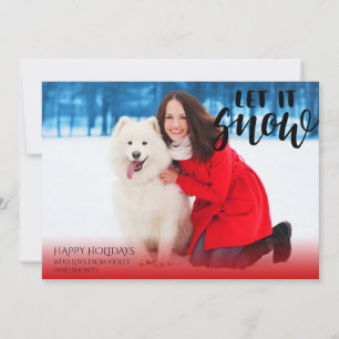 Tarjeta de Navidad Foto Let it Snow Escritura a Ma