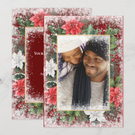 Tarjeta de Navidad Foto Navideña Roja de Temporada