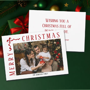 Tarjeta de Navidad Foto Nombre de la Familia Año c