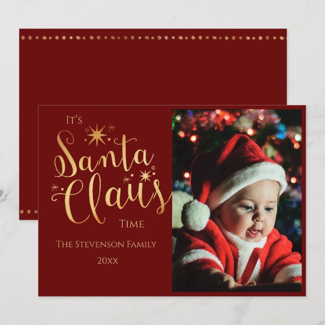 Tarjeta de Navidad Foto Santa Claus (Anverso / Reverso)
