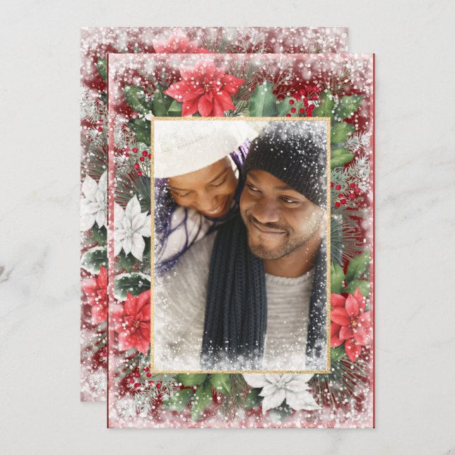 Tarjeta de Navidad Foto Vacaciones Navideñas Estac (Anverso / Reverso)