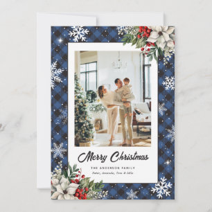 Tarjeta de Navidad fotográfica botánica de cuadros
