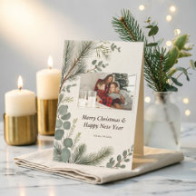 Tarjeta de Navidad fotográfica botánica invernal a