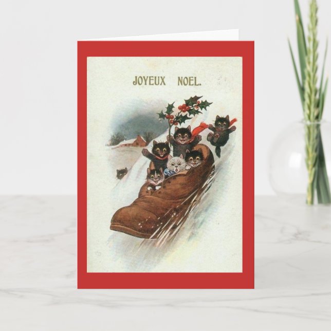Tarjeta de Navidad francesa de los gatos del (Anverso)