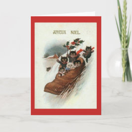 Tarjeta de Navidad francesa de los gatos del