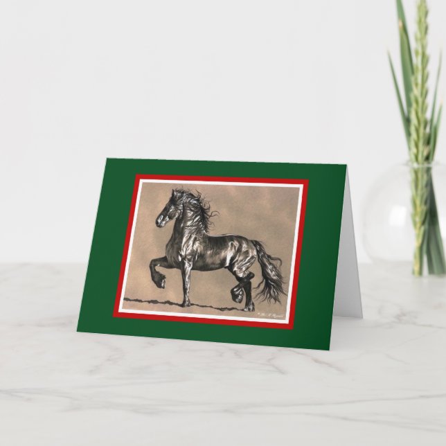 Tarjeta de Navidad frisia del caballo (Anverso)