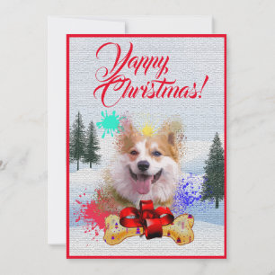 Tarjeta de Navidad Funny Corgi Dog Yappy