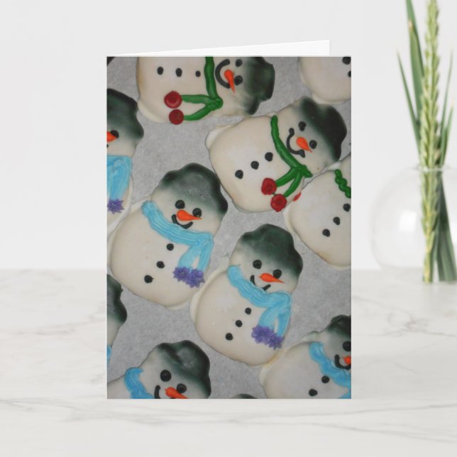 Tarjeta de Navidad "Galletas de Muñecos de Nieve" (Anverso)