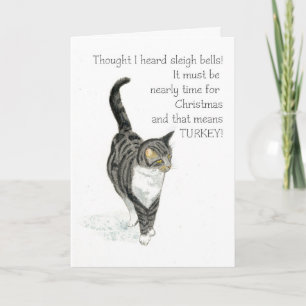Tarjeta de Navidad - gato de Tabby gris