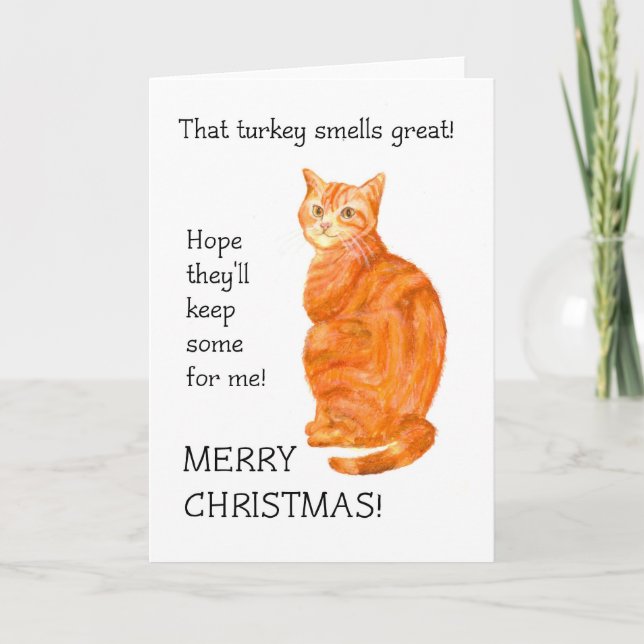 Tarjeta de Navidad - gato del jengibre (Anverso)