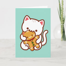 Tarjeta de Navidad: Gato Hambriento Comiendo Gato 