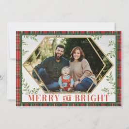 Tarjeta de Navidad Geométrica de Cuadro Escocés Al