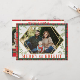 Tarjeta de Navidad geométrica de cuadros alegre y 
