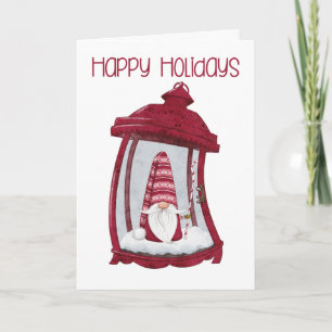 Tarjeta de Navidad Gnomo Linterna
