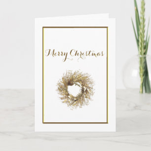 Tarjeta de Navidad Gold Wreath Merry