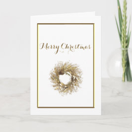 Tarjeta de Navidad Gold Wreath Merry