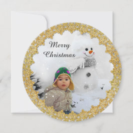 Tarjeta de Navidad Gold y Green Merry personalizad