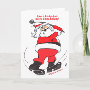 Tarjeta de Navidad golfing de Santa