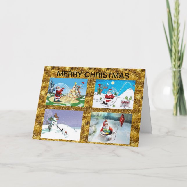 Tarjeta de Navidad Golfing de Santas (Anverso)