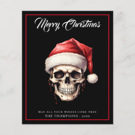 Tarjeta de Navidad Gothic Santa Skull Merry