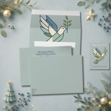 Tarjeta de Navidad gráfica de paloma de Sage y mar