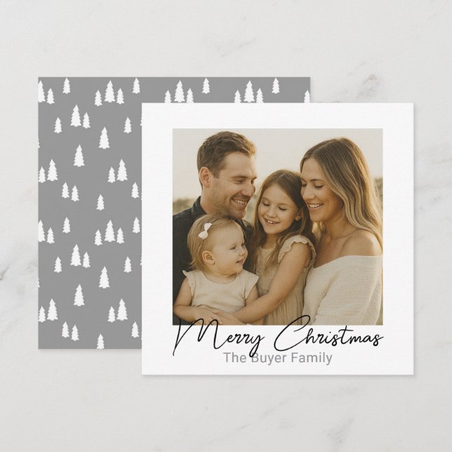 Tarjeta de Navidad gris de una foto Simple Pleasur (Anverso / Reverso)
