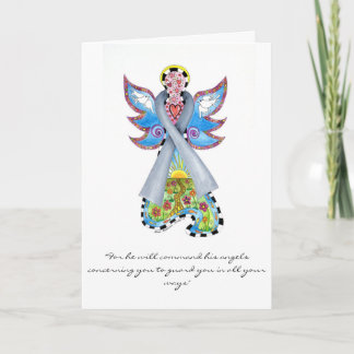 Tarjeta de Navidad gris del ángel de la cinta