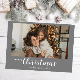 Tarjeta de Navidad gris personalizada con foto