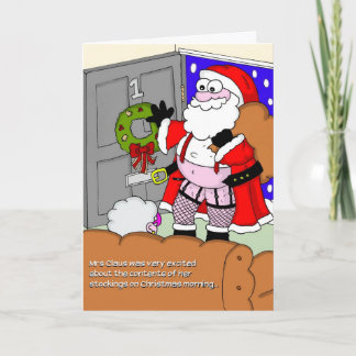 Tarjeta de Navidad grosera - Santa en medias