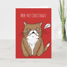 Tarjeta de Navidad gruñona divertida del gato del