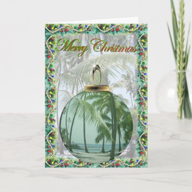 Tarjeta de Navidad hawaiana de la playa (Anverso)
