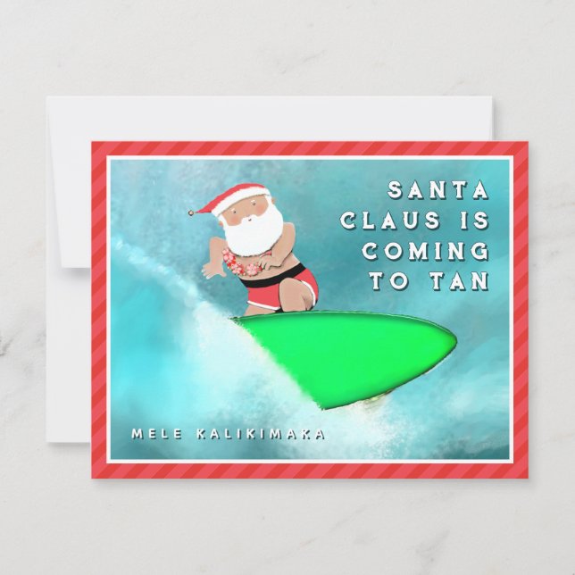 Tarjeta de Navidad Hawaii Mele Kalikimaka (Anverso)