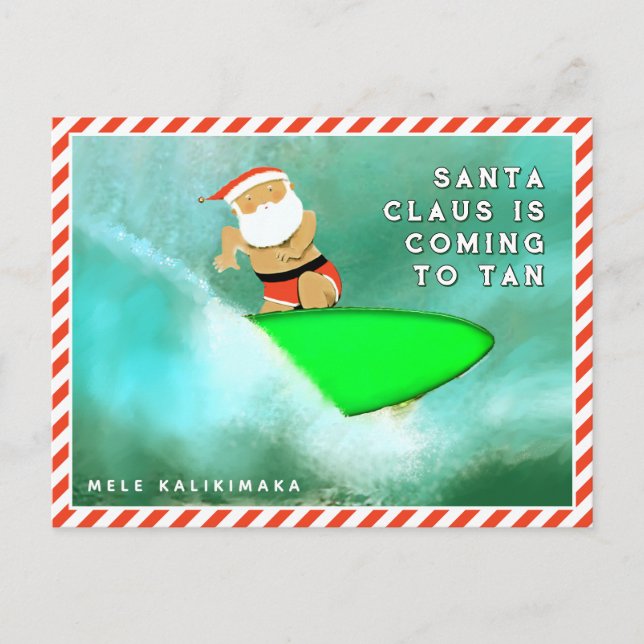 Tarjeta de Navidad Hawaii Mele Kalikimaka (Anverso)
