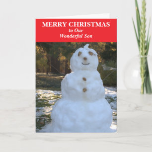 Tarjeta de Navidad Hijo Muñeco de Nieve