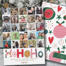 Tarjeta de Navidad Ho Ho Ho con collage de fotos m